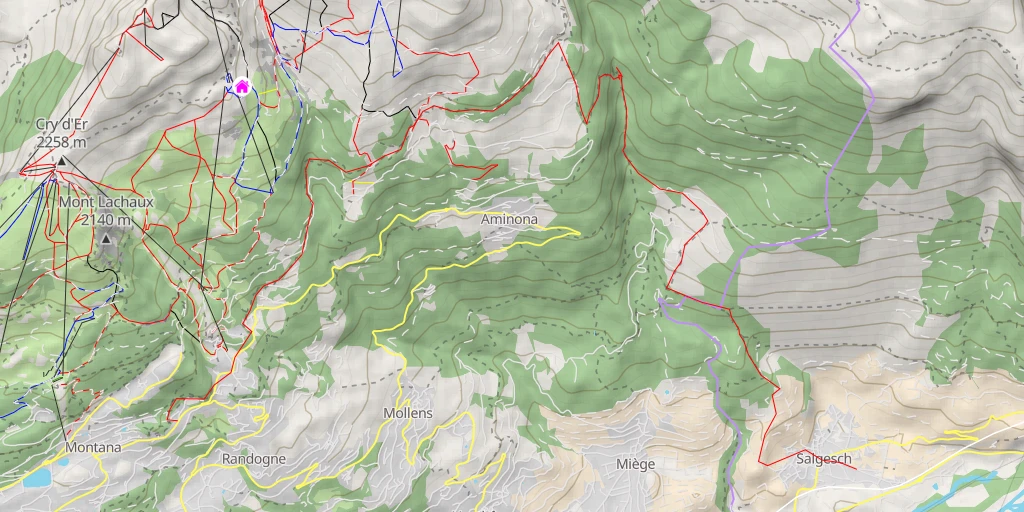 Map of the trail for Vallon de la Raspille traversée de Salgesch à Montana