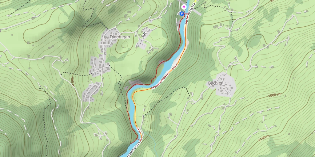 Map of the trail for Diemtigtalstrasse - Diemtigtalstrasse