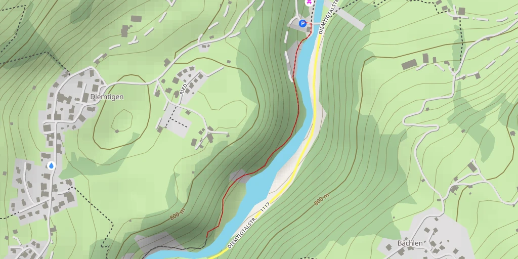 Map of the trail for Diemtigtalstrasse