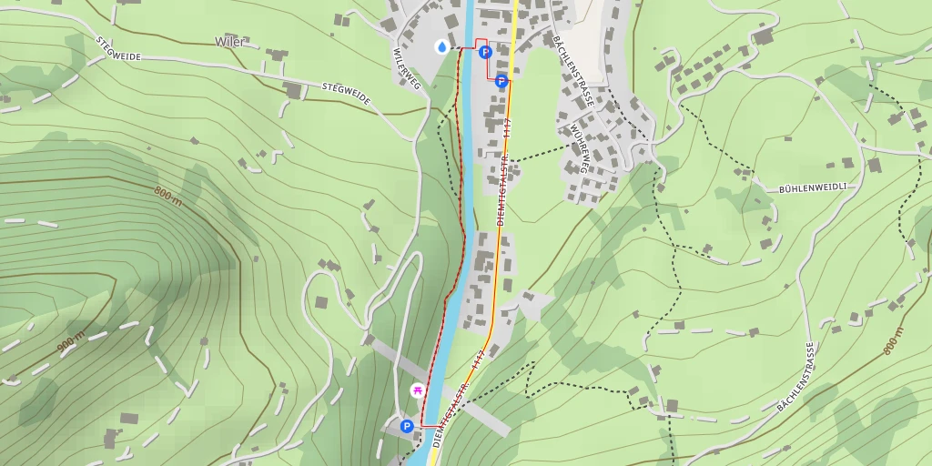 Map of the trail for Diemtigtalstrasse