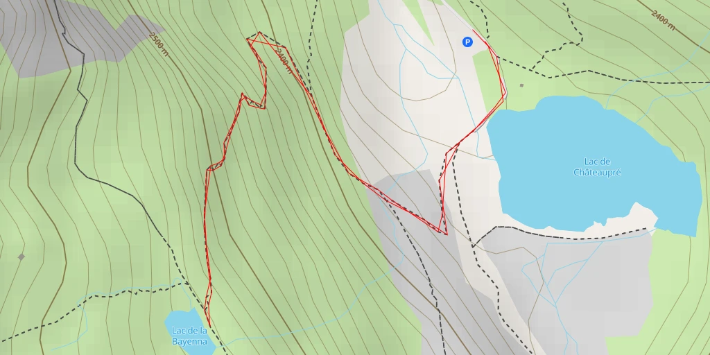 Map of the trail for Lac de la Bayenna