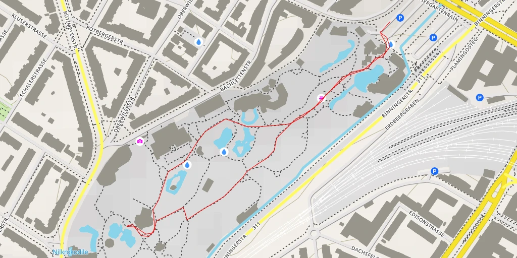 Carte de l'itinéraire :  Rosaflamingo - Oberwilerstrasse - Basel