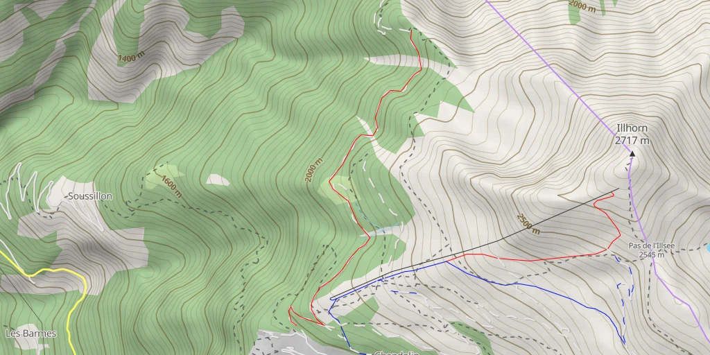 Map of the trail for Vue sur l'Illgraben