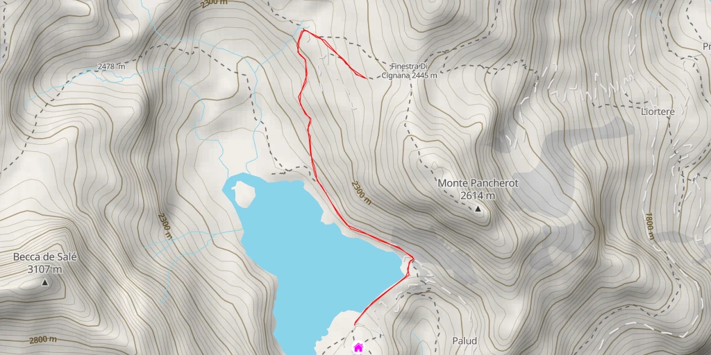 Map of the trail for Belvedere Lago di Cignana