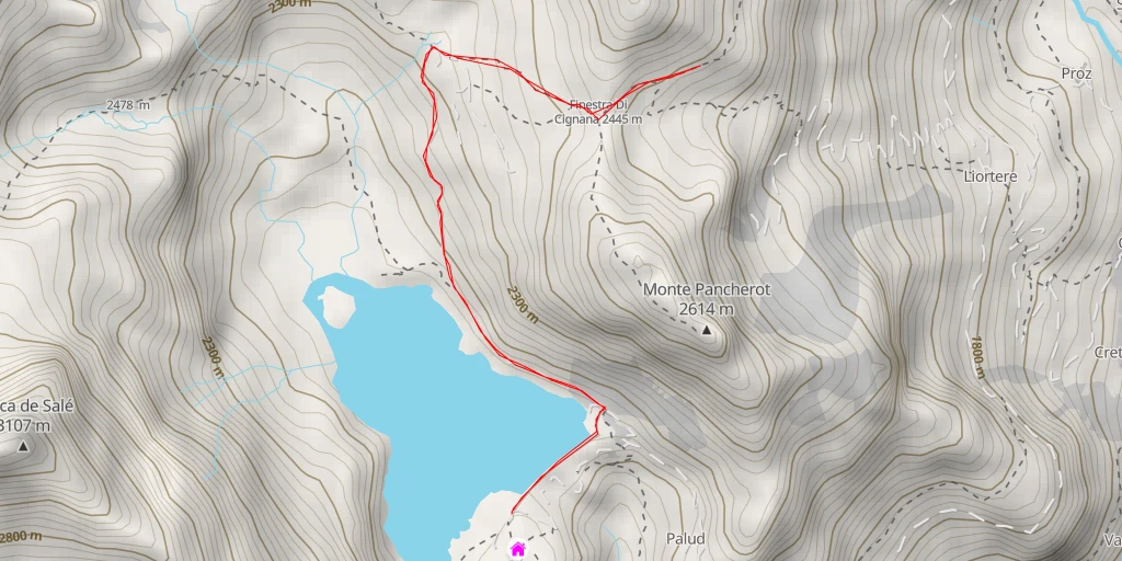 Map of the trail for Belvedere sulla Finestra di Cignana