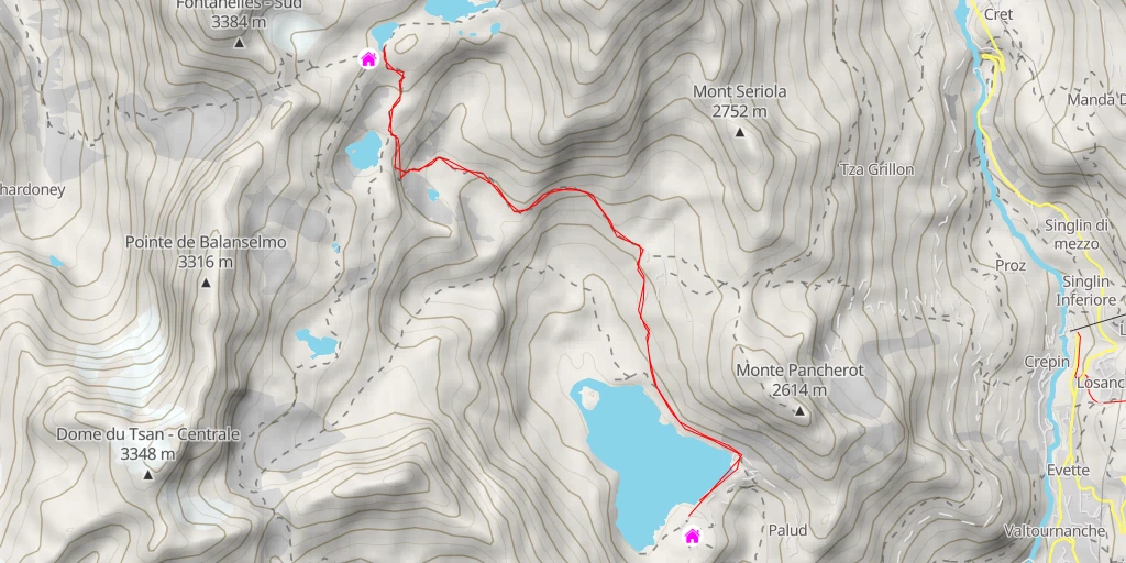 Map of the trail for Lago del Dragone