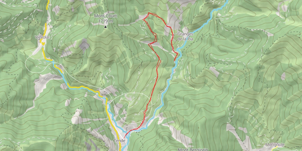 Map of the trail for Lac de la Pia