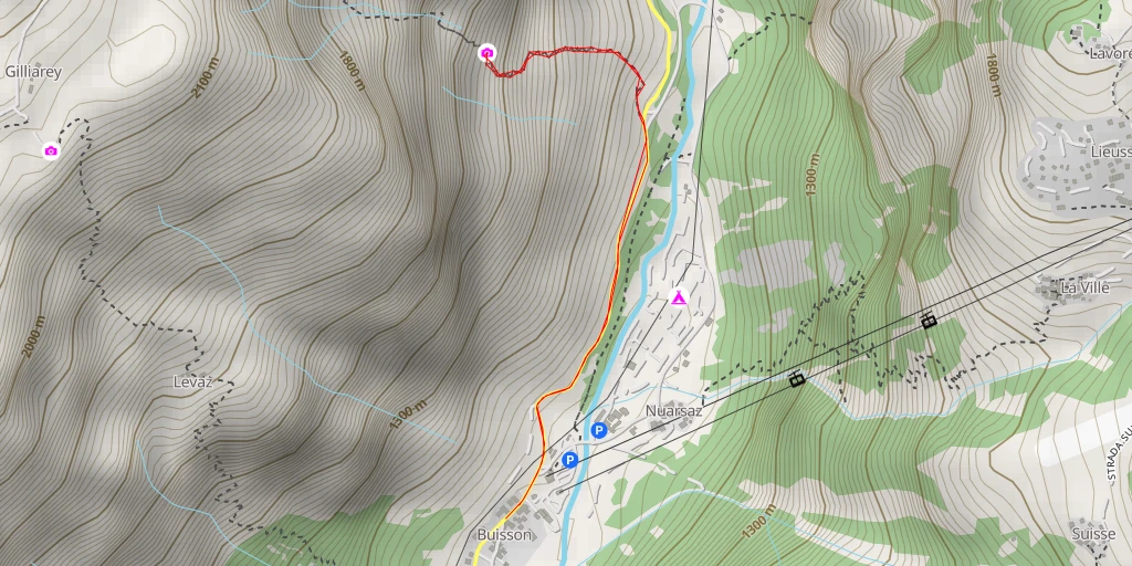 Carte de l'itinéraire :  Sentiero Chesod Perteille - Antey-Saint-André