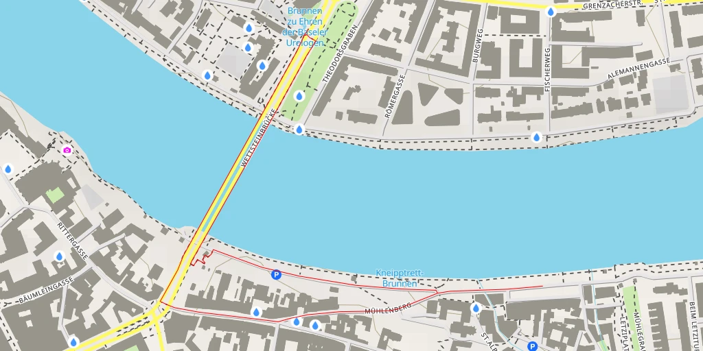 Map of the trail for Brunnen zu Ehren der Baseler Urologen