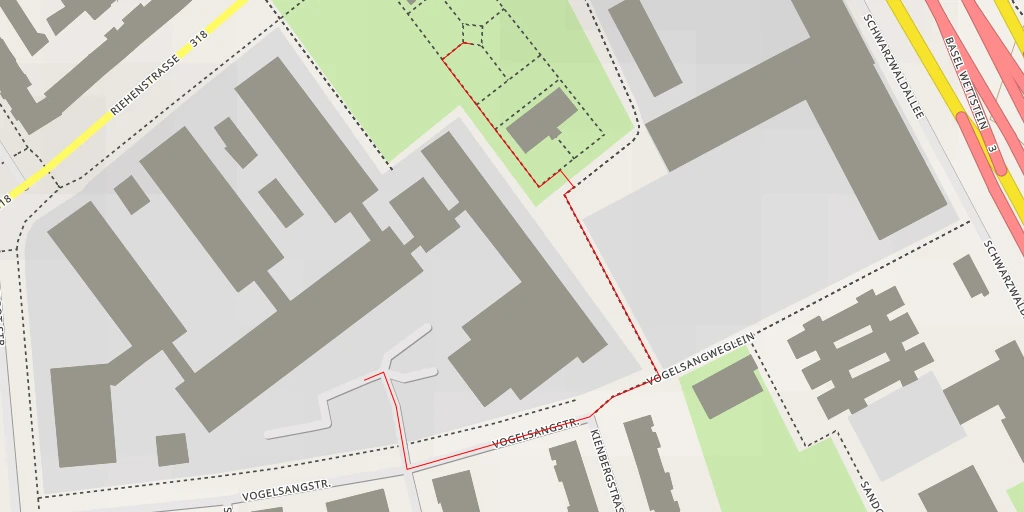 Map of the trail for Zugang Sandgrube Süd - Basel