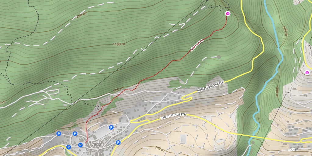 Map of the trail for Pfyfolturu-Weg - Inden