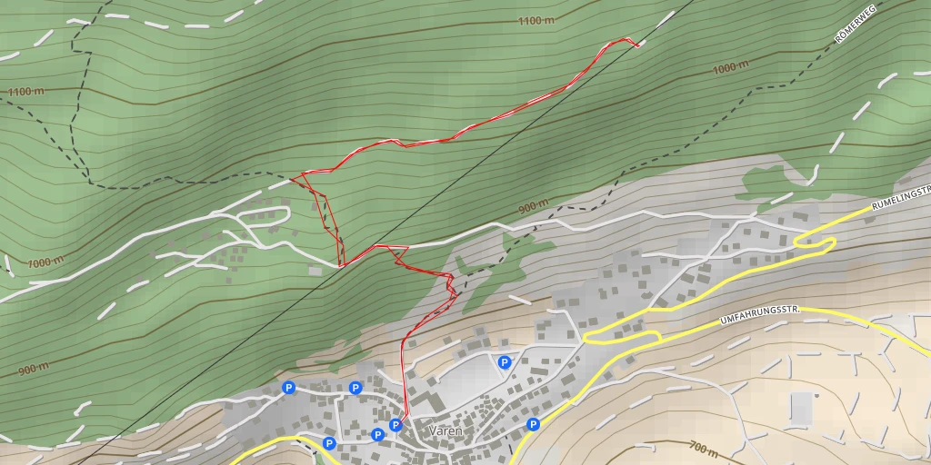 Map of the trail for Pfyfolturu-Weg - Varen