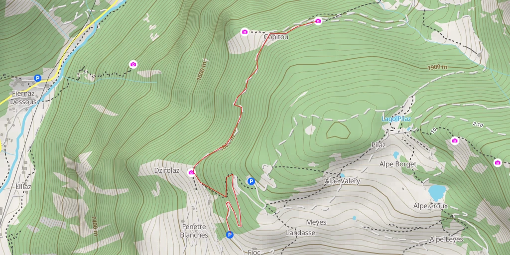 Map of the trail for Belvedere