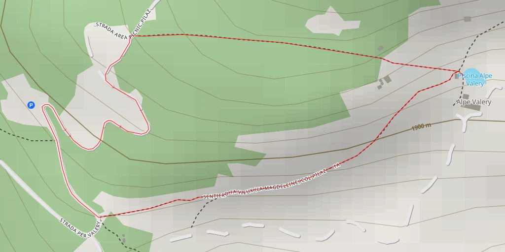 Map of the trail for Piscina Alpe Valery