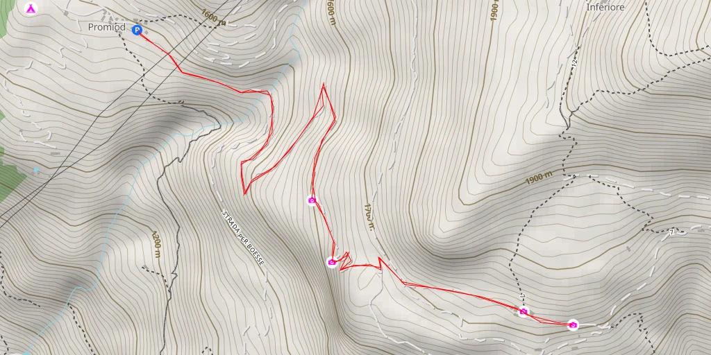 Map of the trail for Belvedere su Montjovet