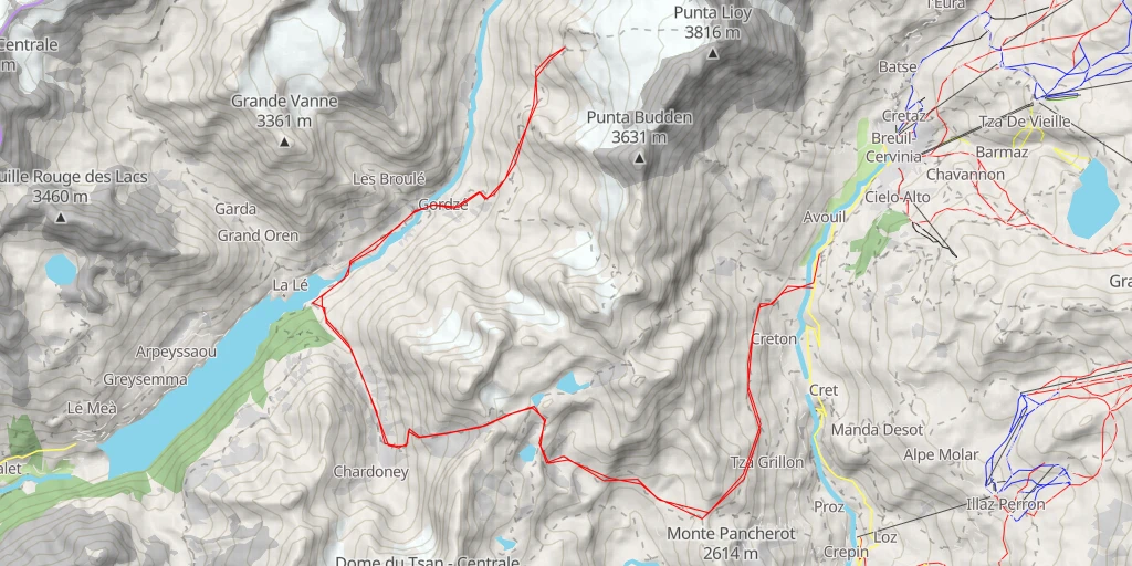 Map of the trail for Salita alla Punta Lioy