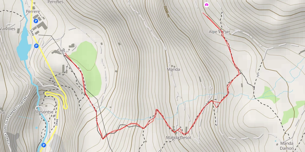 Carte de l'itinéraire :  Belvedere Cervino