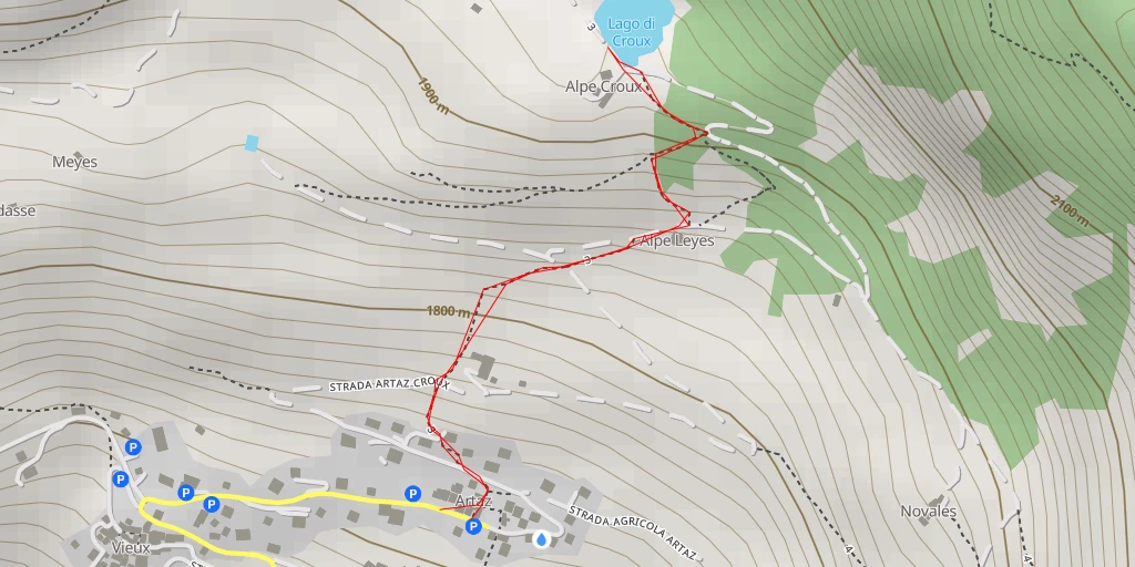 Carte de l'itinéraire :  Lago di Croux