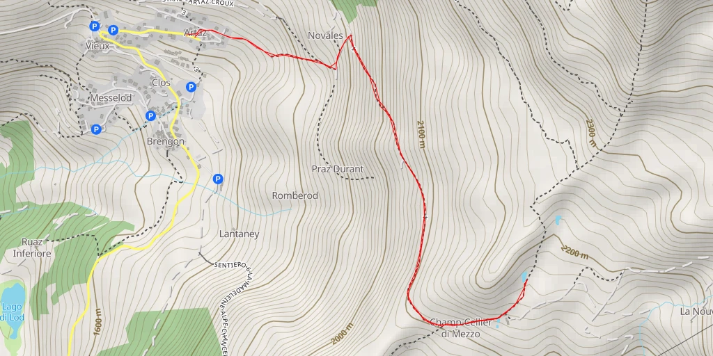 Map of the trail for Sentiero Monte Tantané - Sentiero Monte Tantané