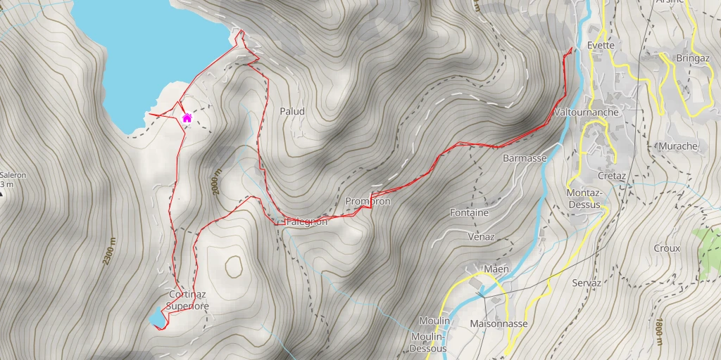 Map of the trail for Lac de Tsignanaz Par le lac de Cortina