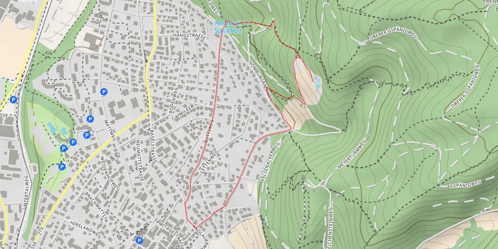 Map of the trail for Spitalwaldweg