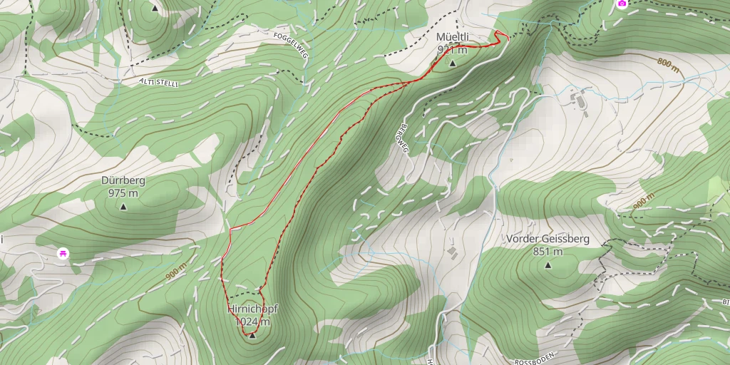 Map of the trail for Hirnichopf