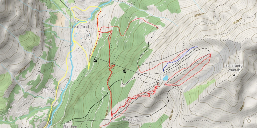 Map of the trail for Rinderhütte (Schwalbennest) - Albinen