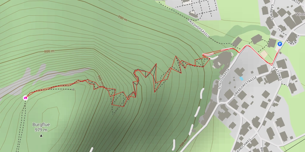 Map of the trail for Burgflue