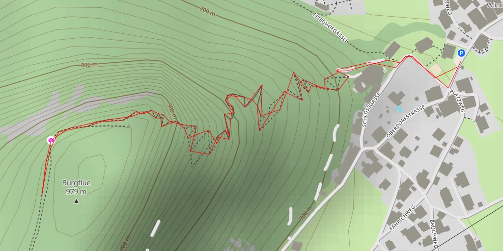 Map of the trail for Burgflue