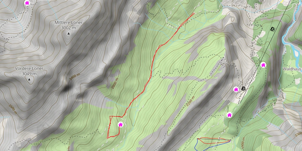 Map of the trail for Üeschinenhütte