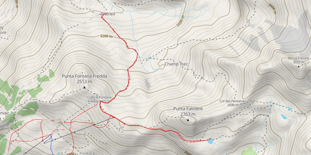 Map of the trail for Lago Falinère