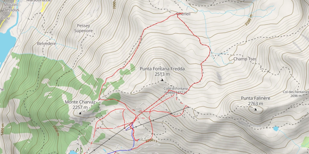 Map of the trail for Strada Sterrata Charavellessaz