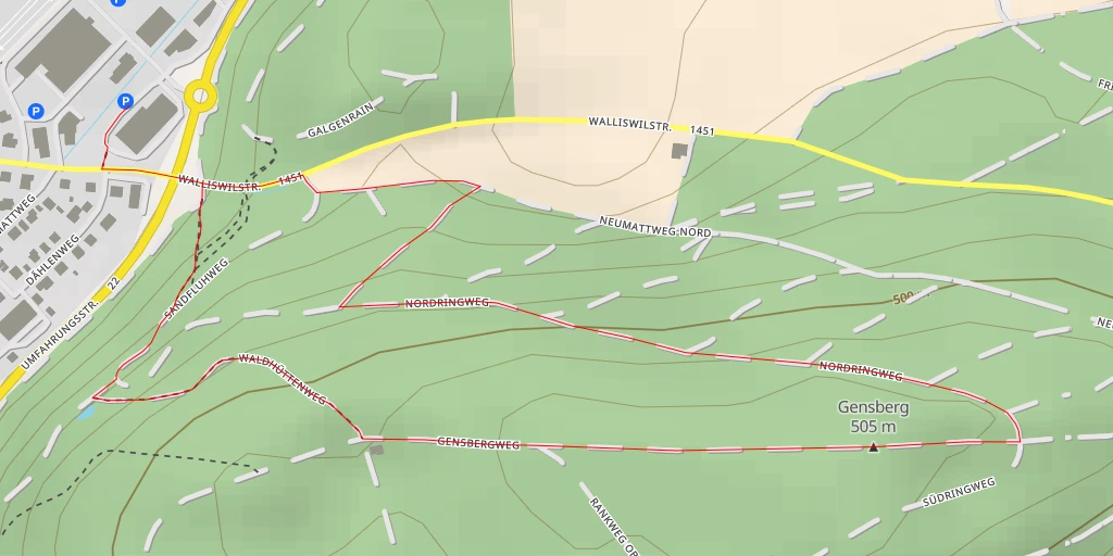 Map of the trail for Gensberg