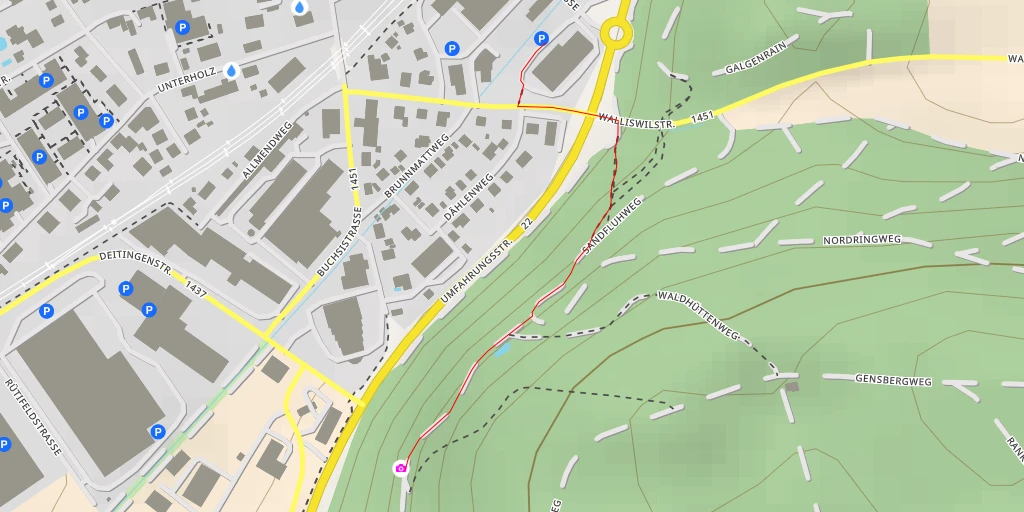 Map of the trail for Deitingenstrasse - Wangen an der Aare
