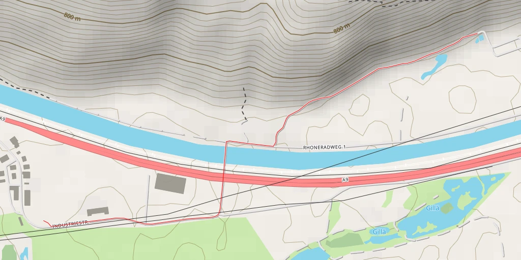 Carte de l'itinéraire :  Rhoneradweg 1 - Rhoneradweg 1