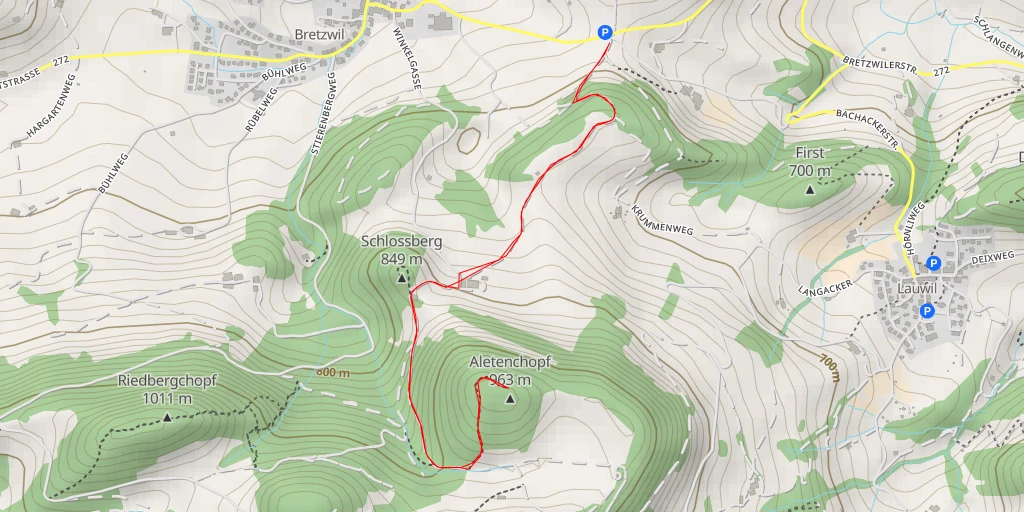 Map of the trail for Aletenchopf