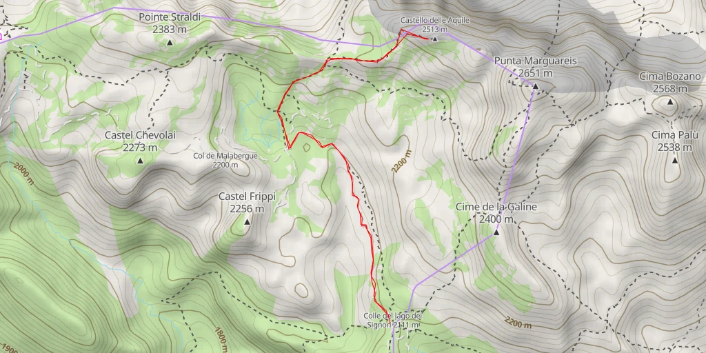 Map of the trail for Castello delle Aquile