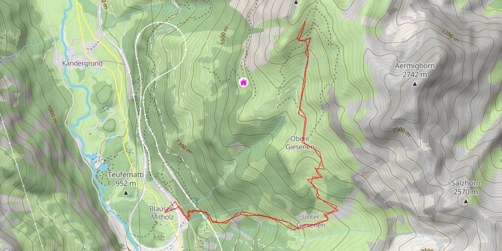 Map of the trail for Sattelhorn