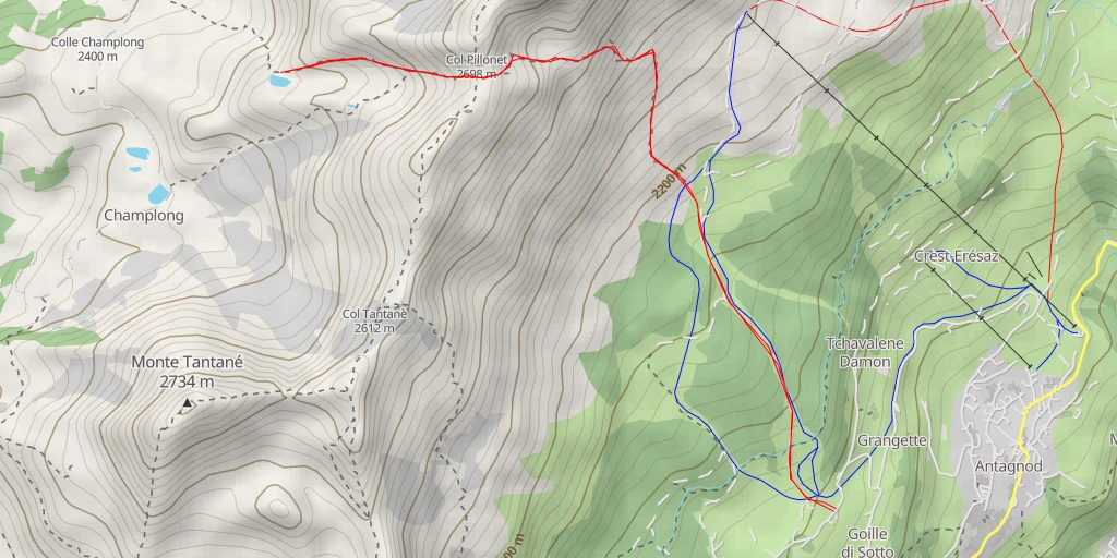 Carte de l'itinéraire :  Sentiero Foresus Cleva Bella