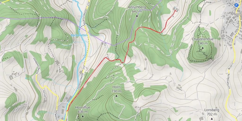 Map of the trail for Hofweidstrasse
