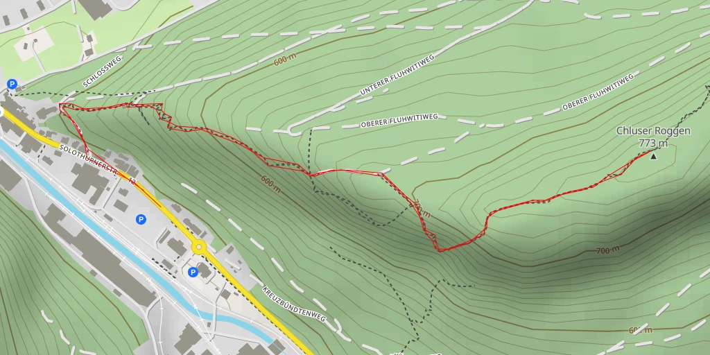 Map of the trail for Chluser Roggen
