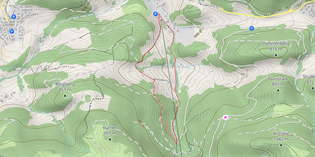 Map of the trail for Schelmenloch-Wasserfall