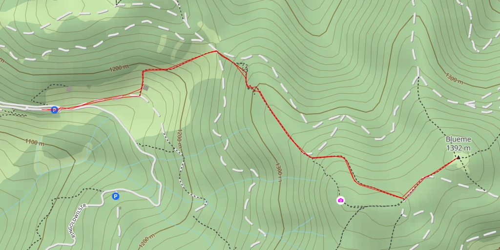 Map of the trail for Blueme