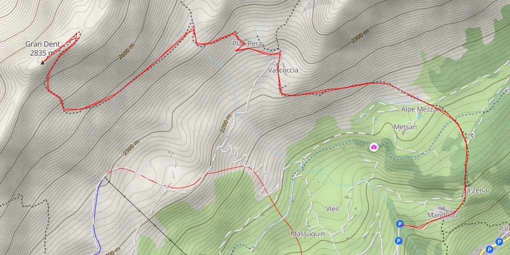 Map of the trail for Gran Dent