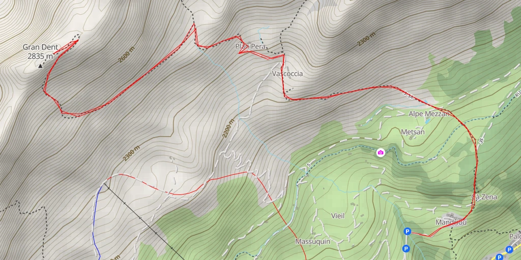 Map of the trail for Anticima Gran Dent