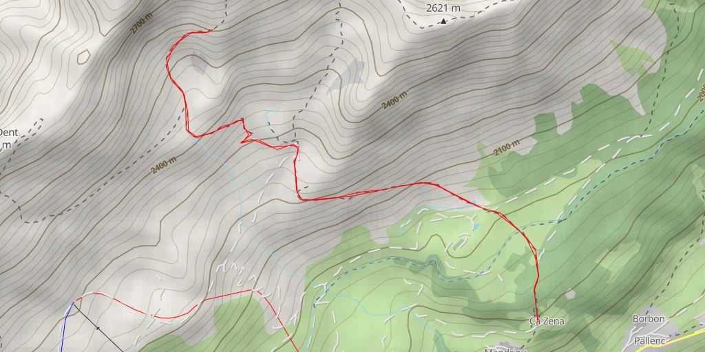 Map of the trail for 2590 mt. - Ayas