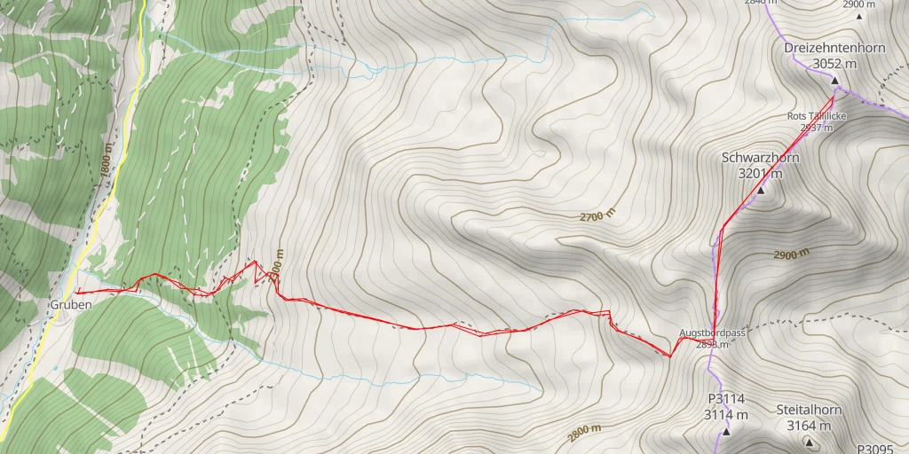 Map of the trail for Dreizehntenhorn