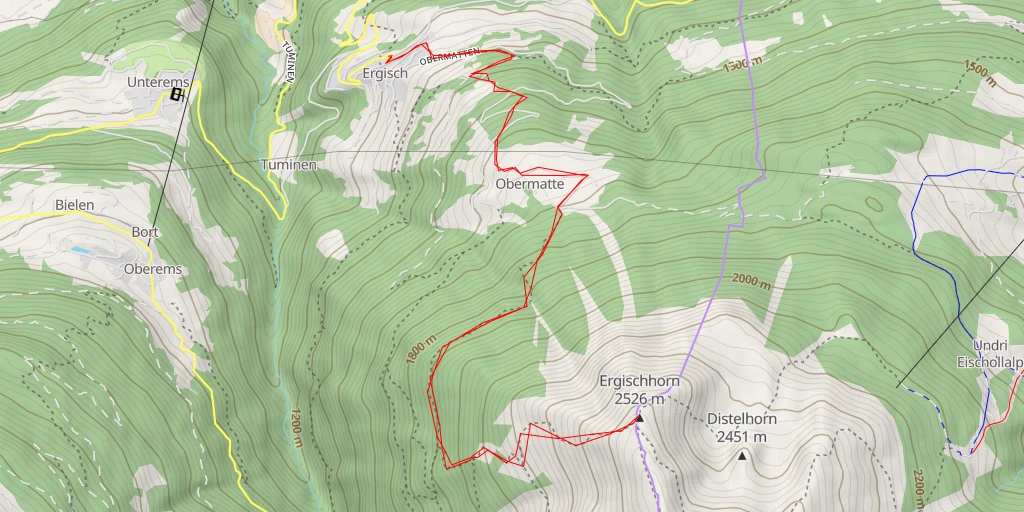 Map of the trail for Ergischhorn