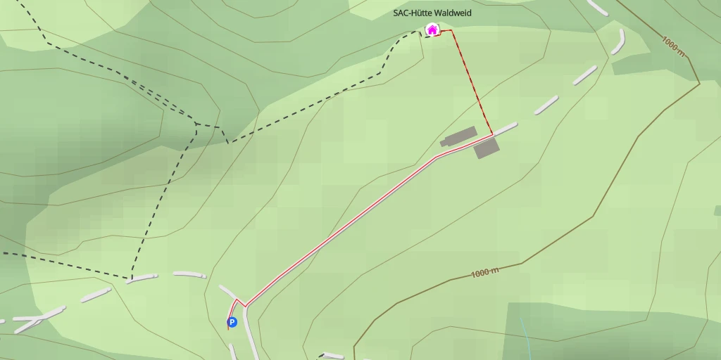 Map of the trail for SAC-Hütte Waldweid