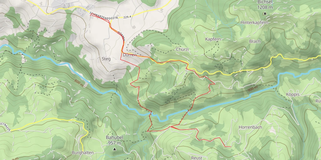 Map of the trail for Horrenbach-Buchen